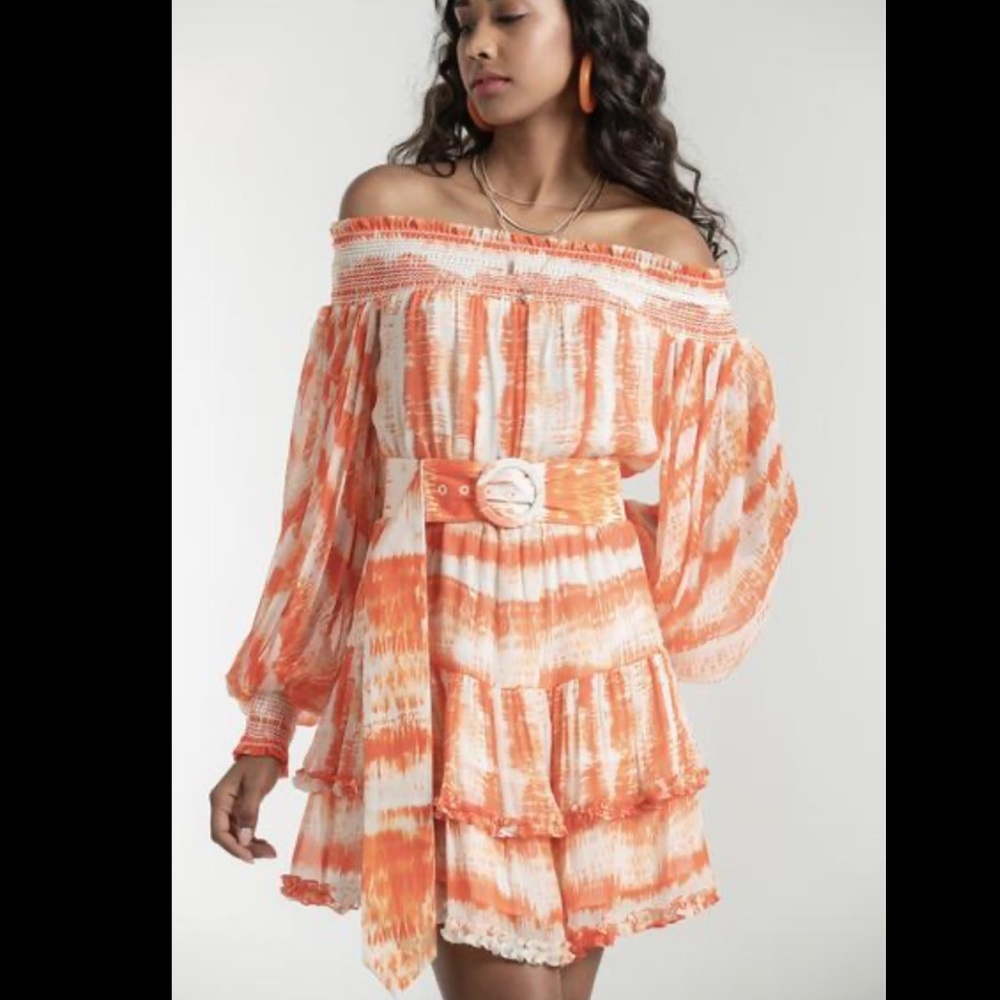 Rocco Sands Off the Shoulder Ruffle Dress